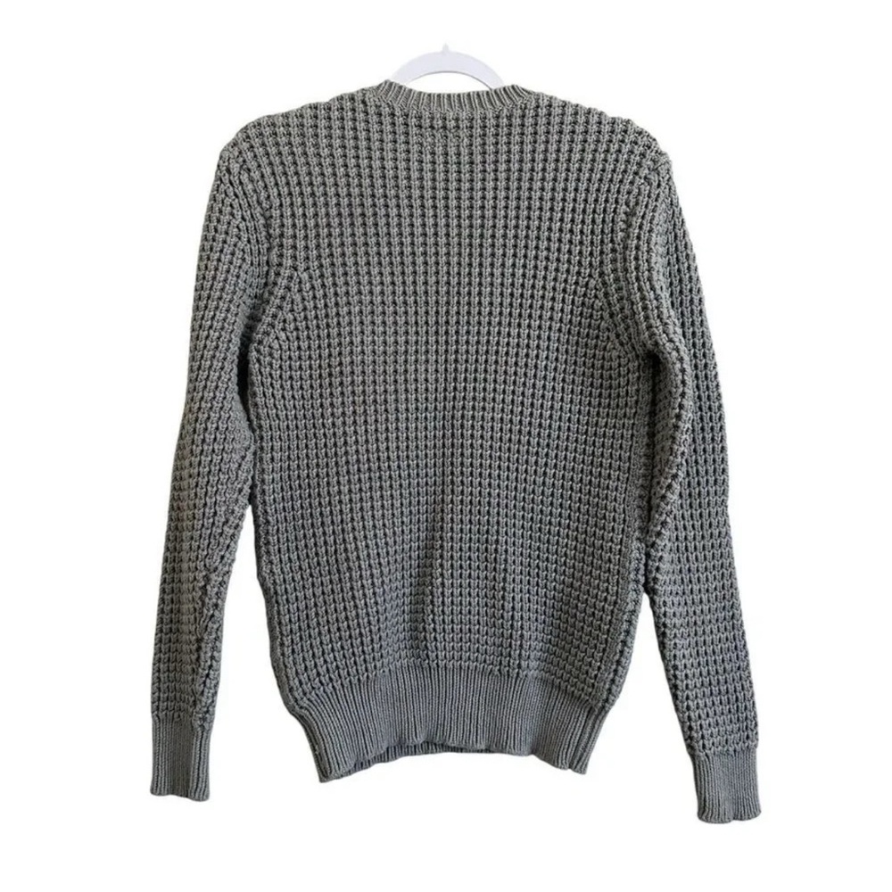 All Saints Knit Crewneck Chunky Sweater Men's Size M Light Gray Cotton Jumper